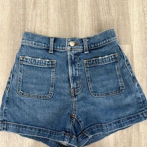 Madewell Blue High Waist Denim Shorts Front Pockets